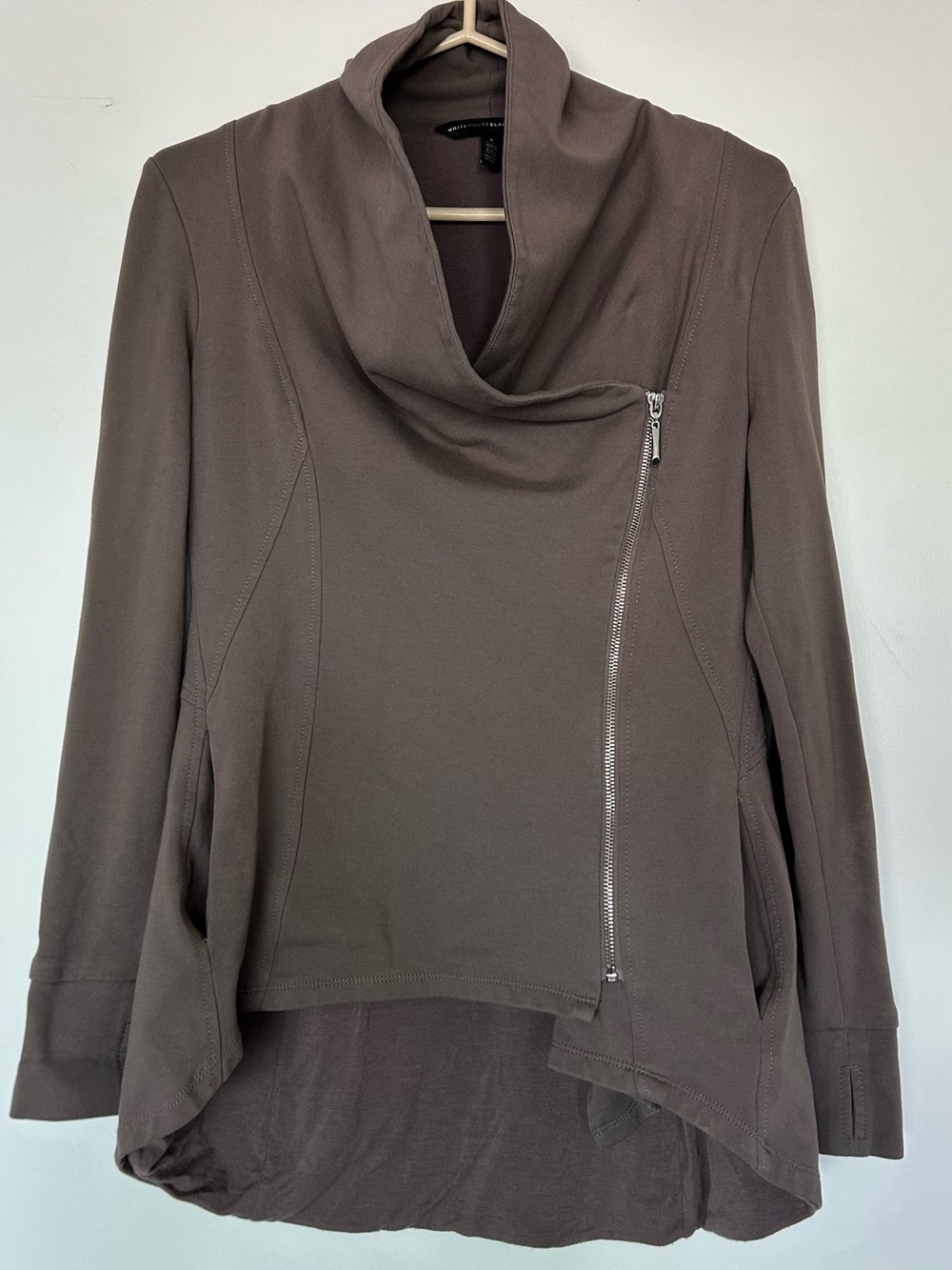 White House Black Market asymmetrical cowl-neck jacket sz 4 - Picture 3 of 15